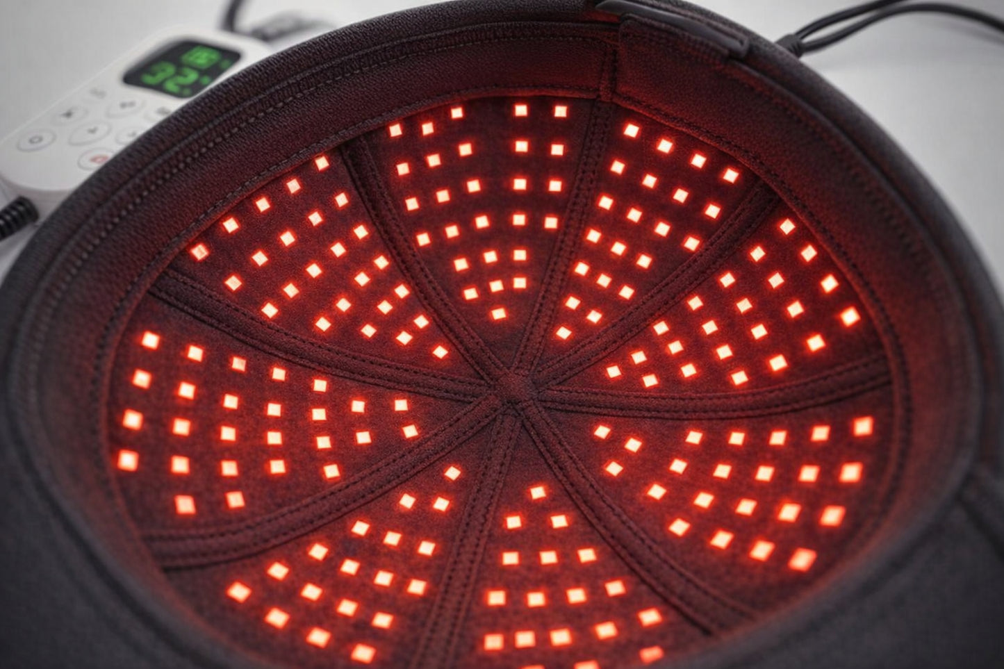 Close dos LEDs internos vermelhos do RevitaHair