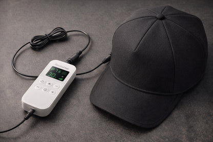 Controlador branco com display verde e cabo preto