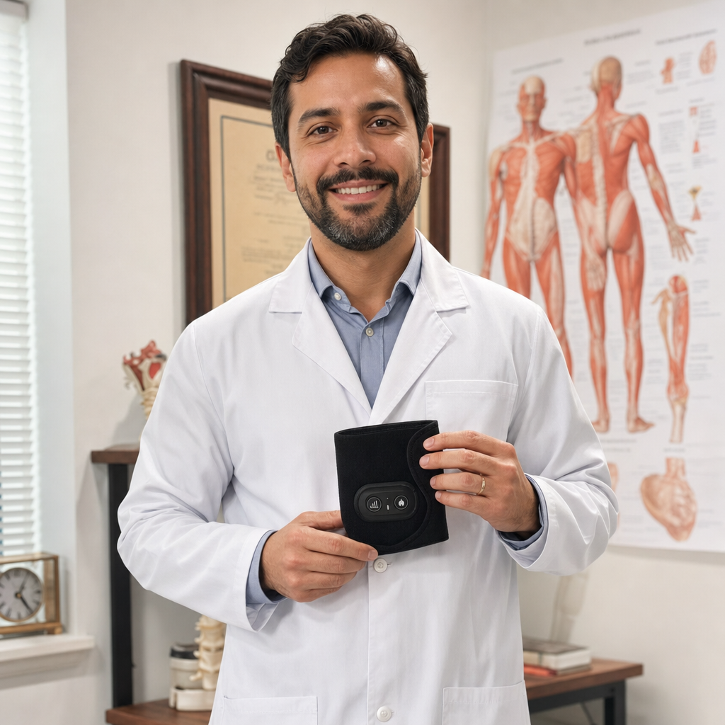 NervoFlex médico segurando produto sem marca concorrente
